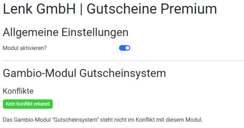 Modul Konfiguration ohne Konflikt