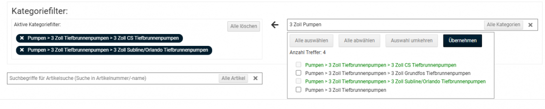 Kategoriefilter erzeugen