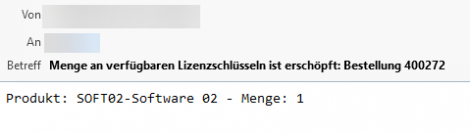 E-Mail mit Lizenzschlüsseln